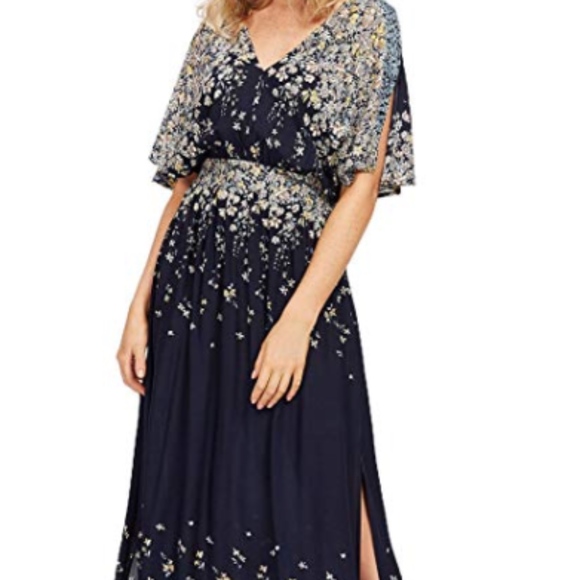 Dresses & Skirts - Black Women's Boho Split Tie-Waist Vintage Print